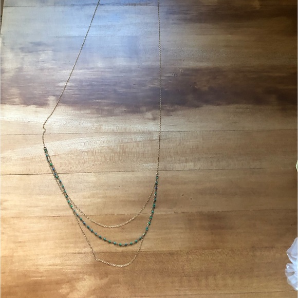 Long Tiered Necklace Gold and Beads - Picture 3 of 4